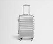 Front view of the Bigger Carry-On: Aluminum Edition in Silver