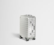 Angled product view of a Silver Aluminum Carry-On